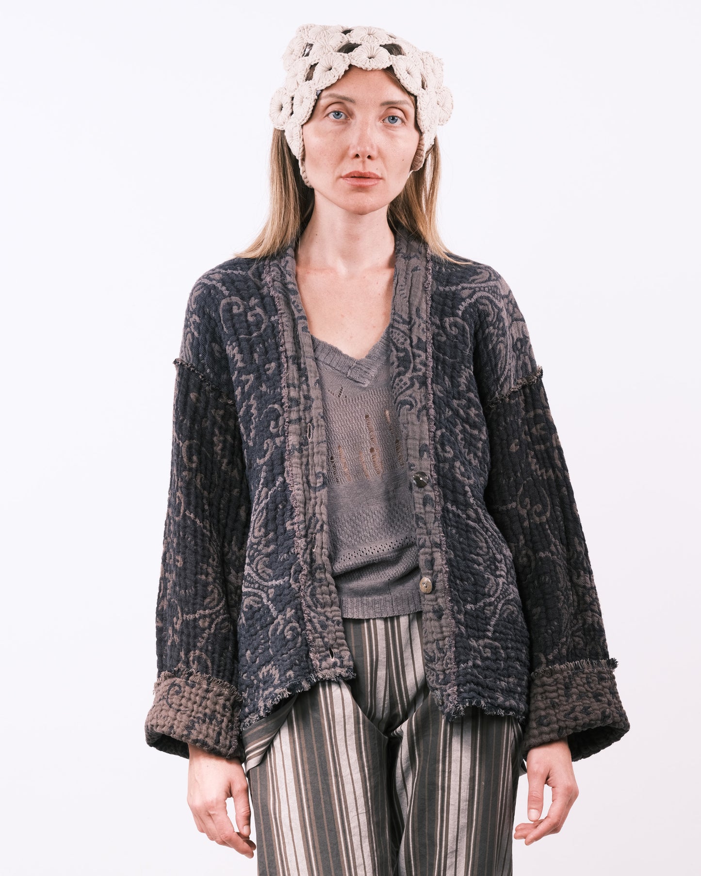 Cardigan in Lino Jacquard