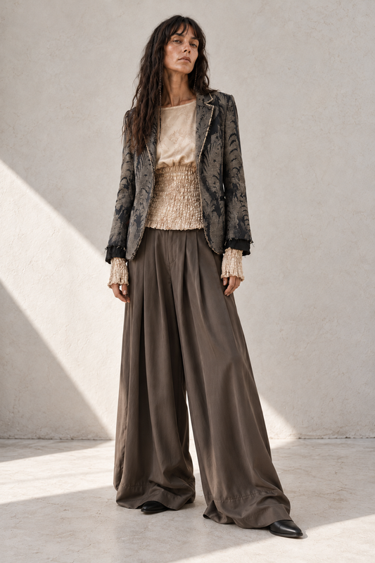 Brown Draped Trousers