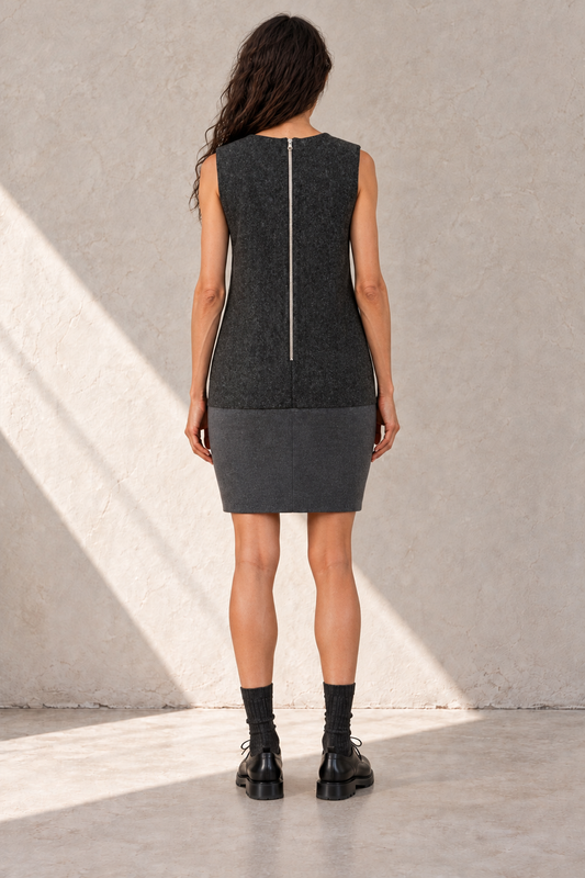 Bicolor Wool Cocoon Dress
